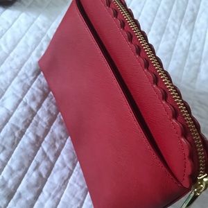 Talbots red leather zip purse